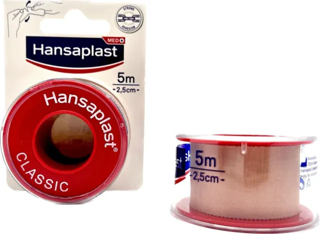 2x Hansaplast Classic Fixierpflaster Tape Pflaster Tapeband Verbände 5m x 2,5 cm