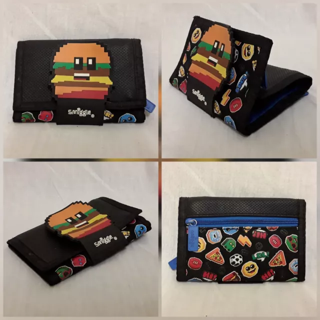 SMIGGLE boys/kids wallet with minecraft art style Hamburger and fast food design