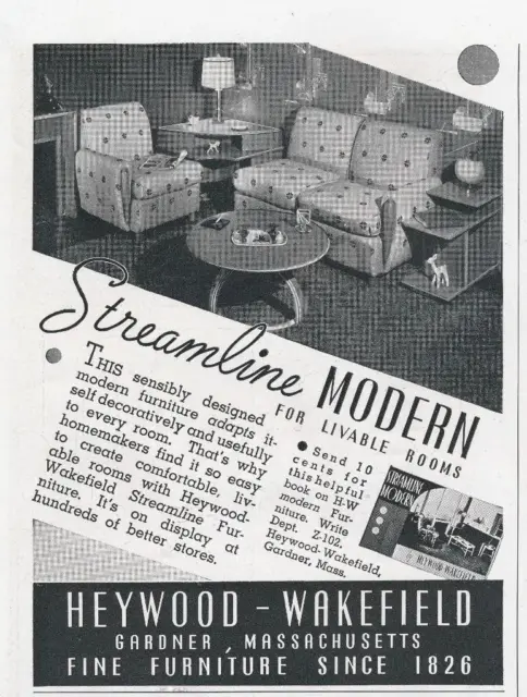 Magazine Ad - 1940 - Heywood-Wakefield Furniture - Streamline Modsern - (#1)