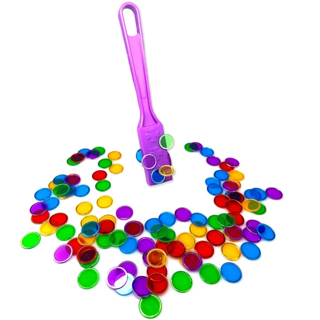 Boîte De Loto Bingo 3 En 1 – Bâton Magnétique + 100 Pions Colorés – Idéal Pour Soirées En Famille Ou Entre Amis – Couleur Aléatoire
