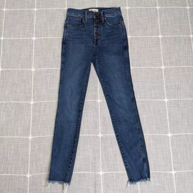 Madewell Jeans Womens 25x28 Blue Medium Wash 10" High Rise Skinny Raw Hem