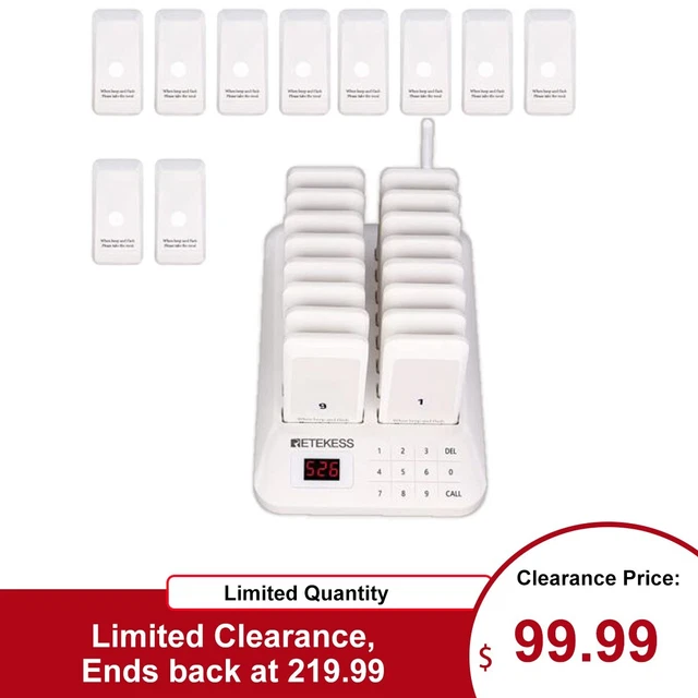Retekess TD157 Restaurant Pager System Guest Queuning 26 Buzzers Cafe Clinic Bar