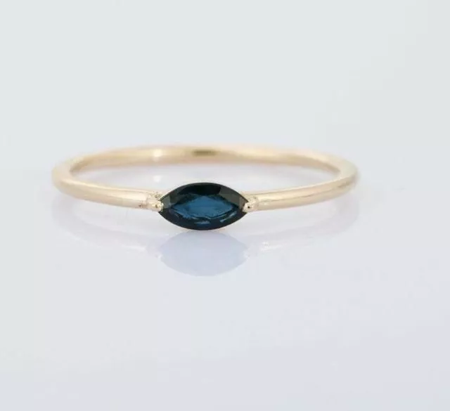 Natural Blue Sapphire Ring With 14k Yellow Gold Ring September Birthstone Ring