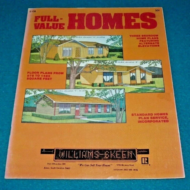 VINTAGE HOUSE PLANS "FullValue Homes" E08 Southern UNITED STATES