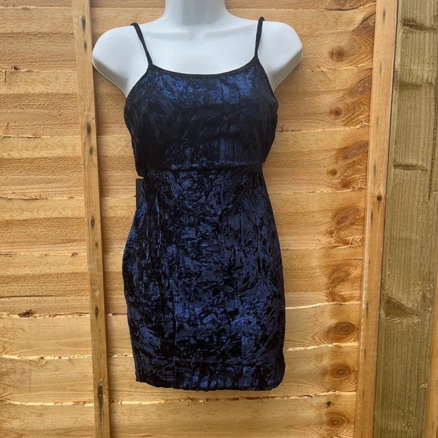 Blue glitter metallic tie back bodycon dress sale