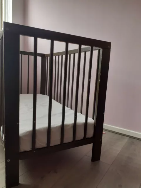 Small Dark Brown Baby cot with matres 2