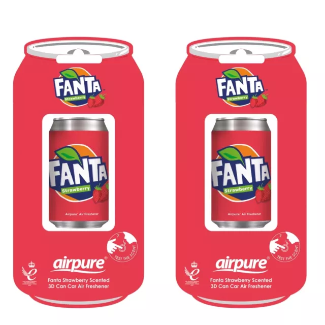 Fanta 3D Car Vent Air Freshener Strawberry Scent 2 Pack Long Lasting Fragrance