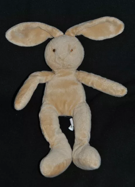 Peluche Doudou Lapin Beige LASER Yeux Brodés Marron Brun 25/35 Cm TTBE