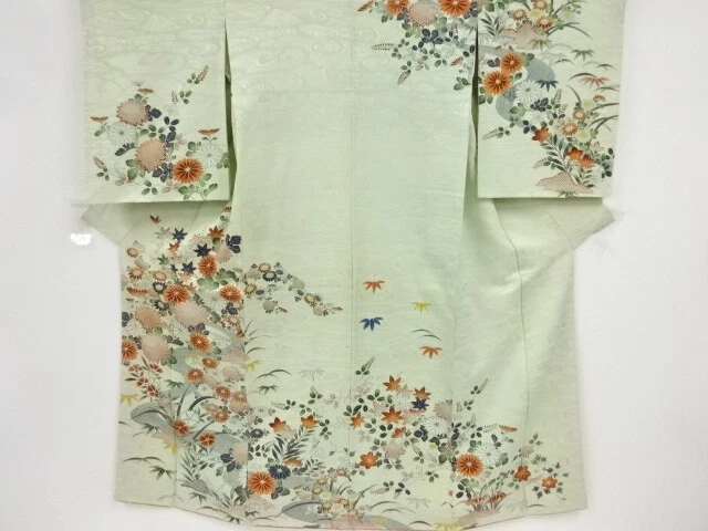 42768# Japanese Kimono / Antique Kimono / Stream & Autumn Flowers