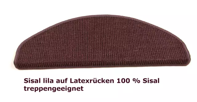 15 Set Stufenmatten SISAL Mara Farbe Lila Naturfaser Pflegeleicht Latexrücken