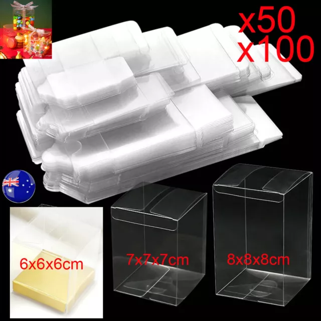 CLEAR PVC Gift Boxes Plastic Cube Transparent Display Case Square Box Packing