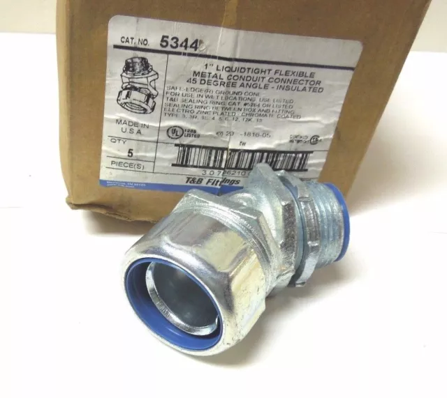 Thomas & Betts 5344  1" 45° Liquidtight Connector Steel Insulated < 346V2
