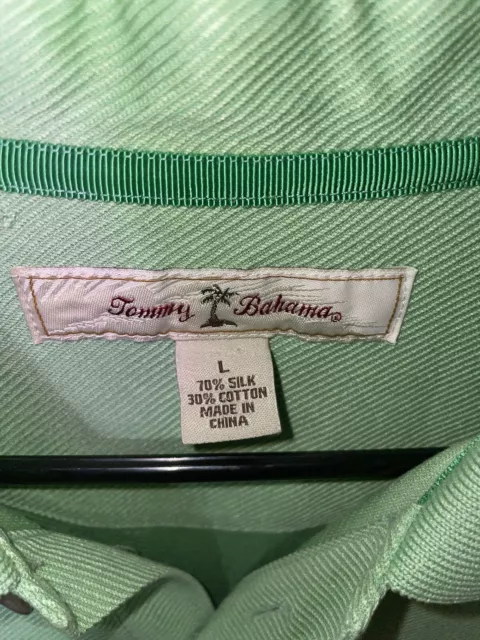 tommy bahama silk blend Paradise Cove Short Sleeve Polo Shirt green size large 2