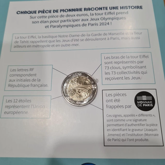 PIÈCE 2 EUROS jo 2024 JEUX OLYMPIQUES DE PARIS 2024 PIÈCE- EUR 250,00