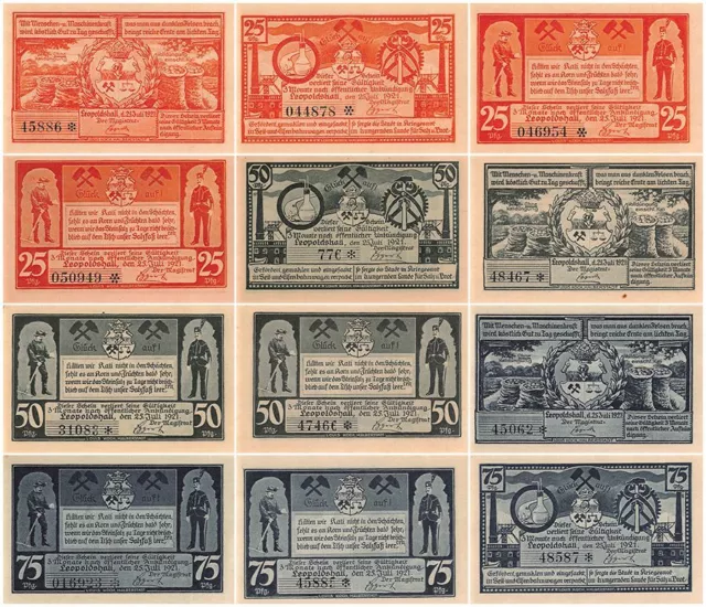 Leopoldshall 20 - 75 Pfennig 12 Pieces Notgeld Set, 1921, Mehl #794, UNC