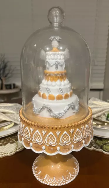 Martha Stewart Wedding Cake Under Glass Cloche LARGE 14.5” Tall  NWT