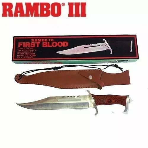 Rambo 3 First Blood Part III Hunting Knife With Leather Embossed Sheath