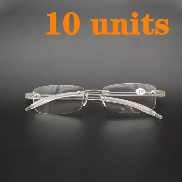 10 PAIRS of Reading Glasses Elastic TR90 transparentgrey Flexible rimless Reader