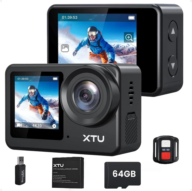 Yolansin Action Cam 4K 30FPS Con MicroSD 64GB | Fotocamera Subacquea 40M, Telecomando E Batterie