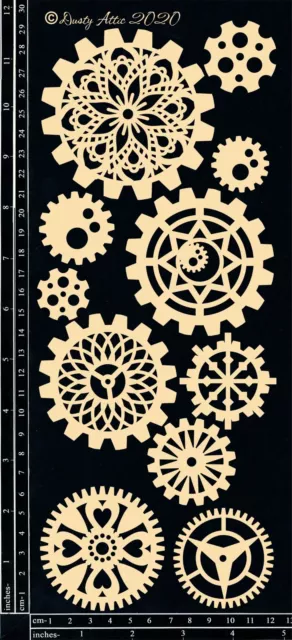 Dusty Attic Chipboard 5x12 - Industrial Jumbo Gears, DA2860