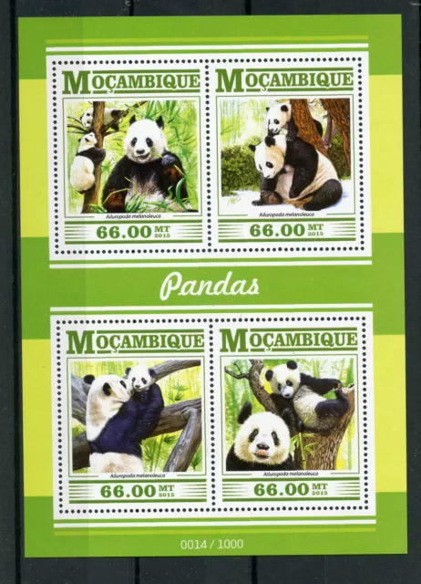 Mozambique 2015 MNH Pandas 4v M/S Wild Animals Fauna Giant Panda Bears