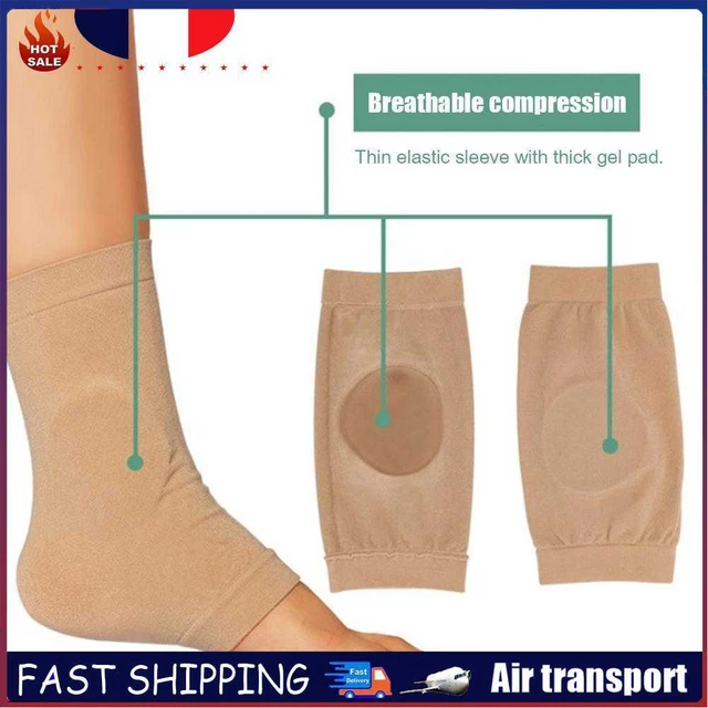1 Pair Elastic Ice Skate Liners Socks with Pad Ankle Heel Protective Sleeve ~