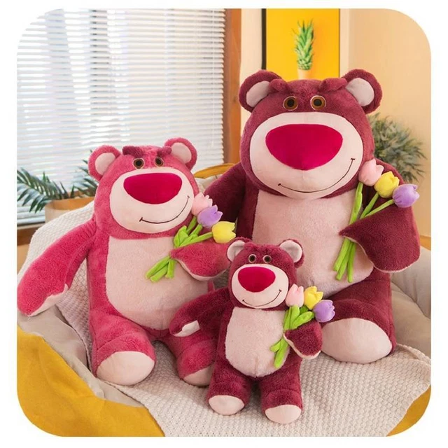 CUTE CARTOON BEAR Plush Toy With Strawberry And Flower Print Extra