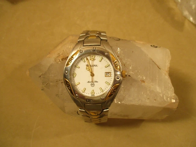 Men's Silver & Gold 100m Bulova Marine Star Watch BU-6027G