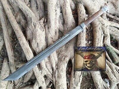 28" Custom Handmade Forged Damascus Steel Hunting Katana Sword Wood Handle+Sheth