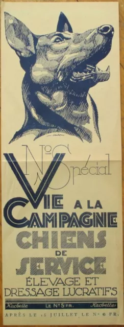 German Shepherd/Guard Dog Breeding/Training 1922 French Advertising Poster/Flier