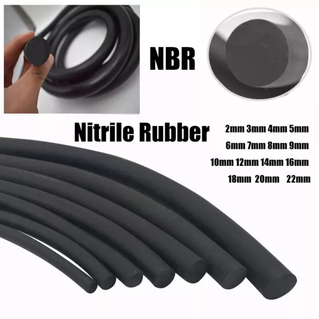 NBR Nitrile Rubber Sealing Rod Round Bar Ø2mm-Ø22mm Elastic Oil-Resistance Seals