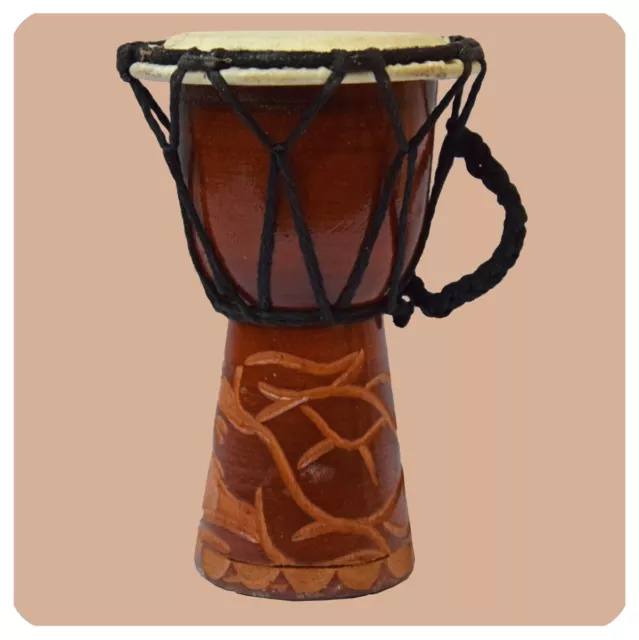 Djembe Geschnitzt 15CM Bongo Africana Tambor Elaboradas Tallado