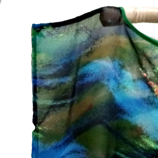 abito donna estivo griff alta moda couture caftano curvy lungo chiffon verde set 9