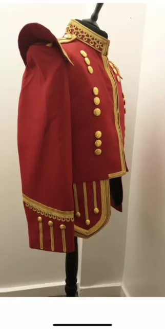 Giacca batterista pifferaio militare doppia tunica Uk44R rosso e oro 100% lana blazer. 2