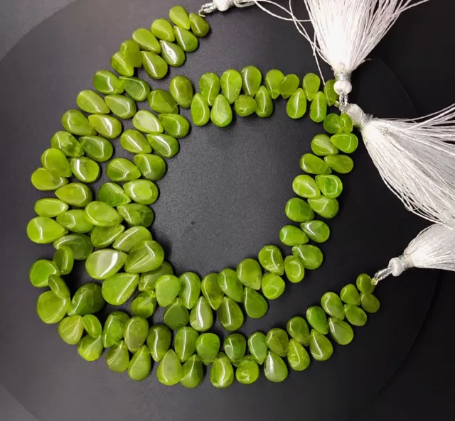 Natural Green Idocrase/Vesuvianite Gem 7x5 to 13x9 mm  Size Pear Beads 8" Strand