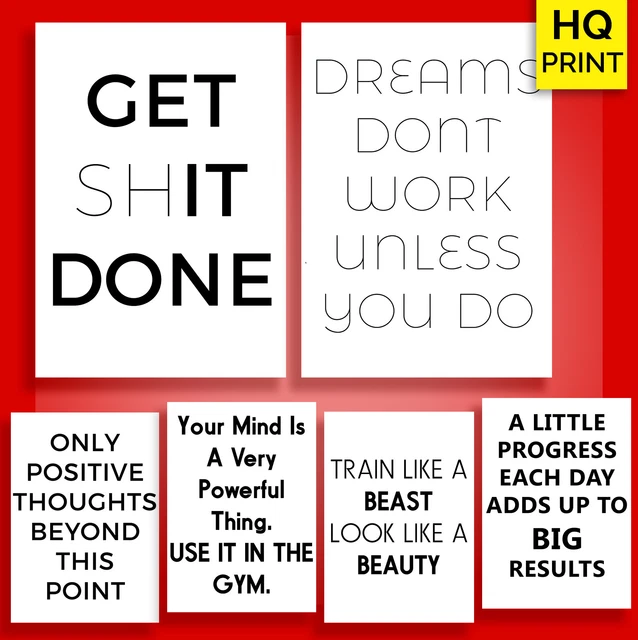 Motivación Gimnasio Frases Cartel Póster en Forma Entrenamiento Inspirador A3 A4