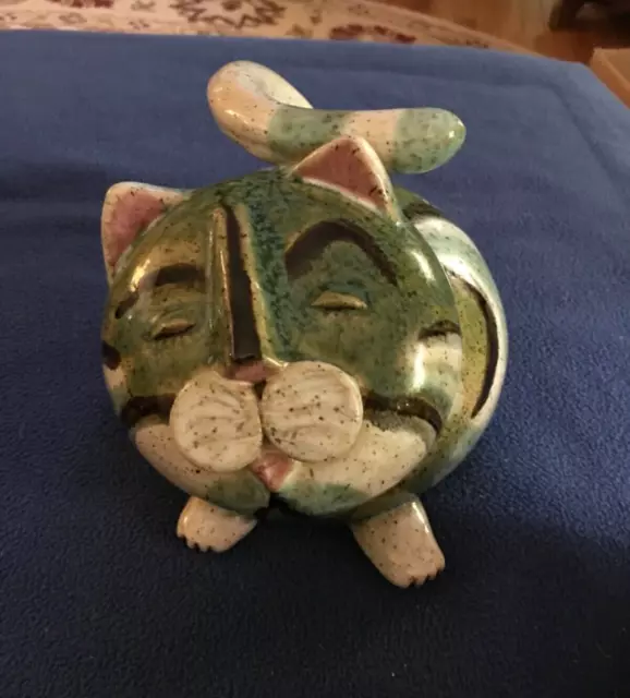 Lukacs Art Pottery Striped Cat Bank- Excellent!