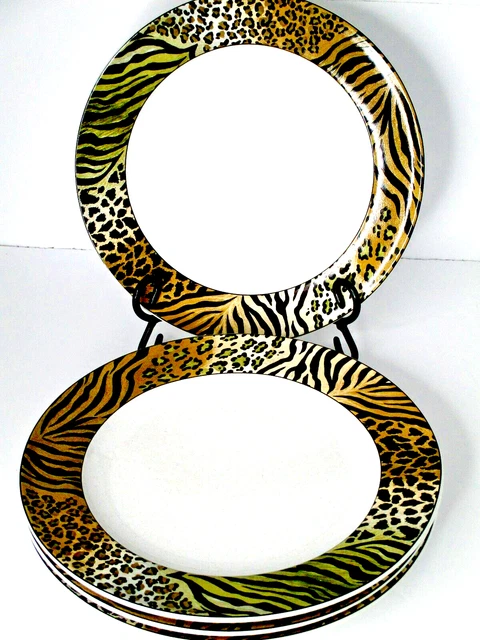 Studio Nova Set of 4 Jungle Beat Pattern Dinner Plates 11"
