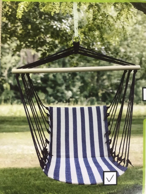 Hängesessel Hängestuhl Hängeschaukel Hängekorb Hängematte Hängesitz blau-weiß