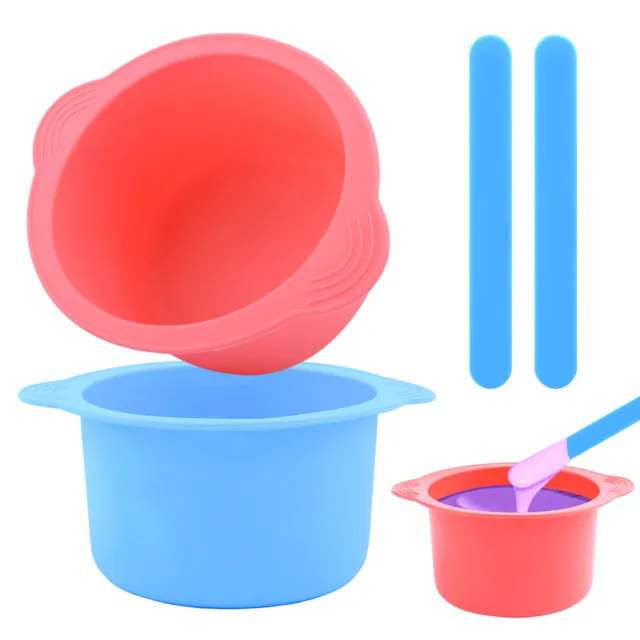 4pcs Silicone BowlWarmer Liner Set With Stirring Rod Non Stick Easy Clean