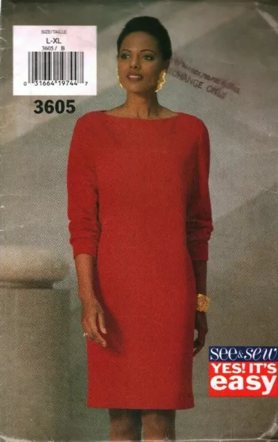 3605 Vintage Butterick SEWING Pattern Misses Loose Fit Straight Pullover Dress