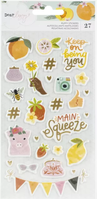 Dear Lizzy It's All Good Puffy Stickers 27/Pkg-Mini Icons W/Gold Foil Accents