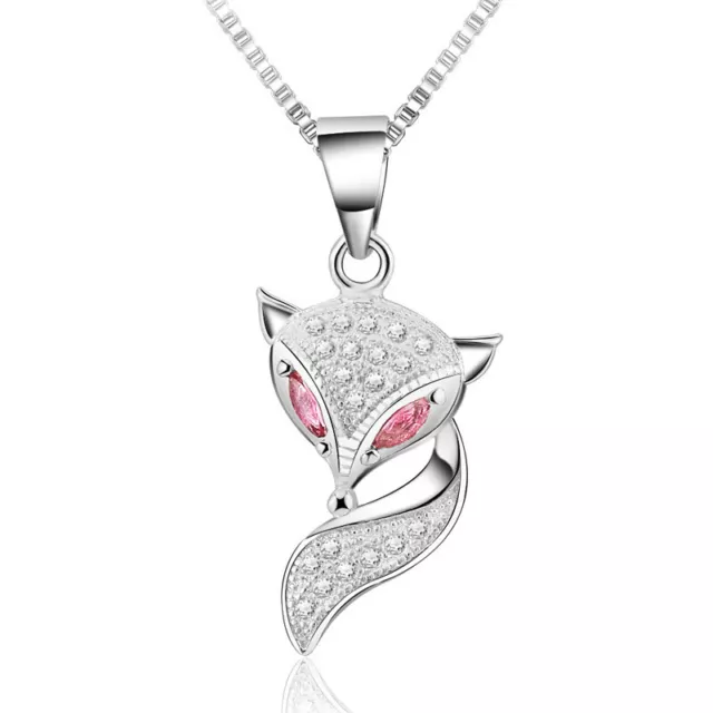 Halskette Anhänger Fuchs Sterling Silber 925 Zirkonia Damen Mädchen