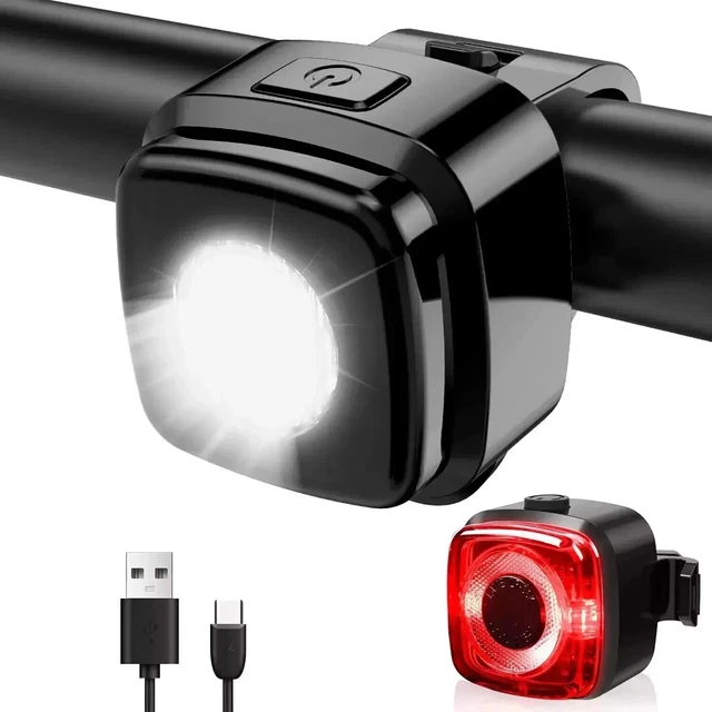 Lumière Vélo Kit Éclairage Vélo LED Rechargeable USB - Feu Avant