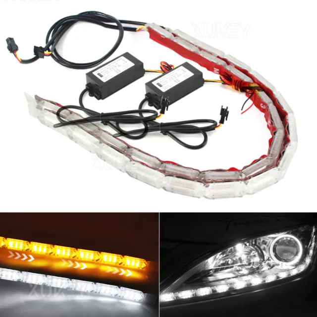 Sequential LED Strip Indicator Turn Signal Lamp DRL Daytime Running Light 43cm