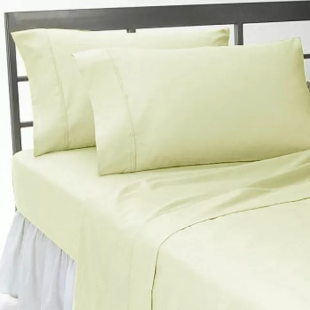 1000 TC Egyptian Cotton Sheet Set/Duvet/Fitted/Flat/Pillow Ivory Solid US SIZE,