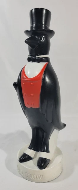 Vintage Old Crow Bourbon Whiskey 13 1/2" Vinyl Penguin Advertising Figurine