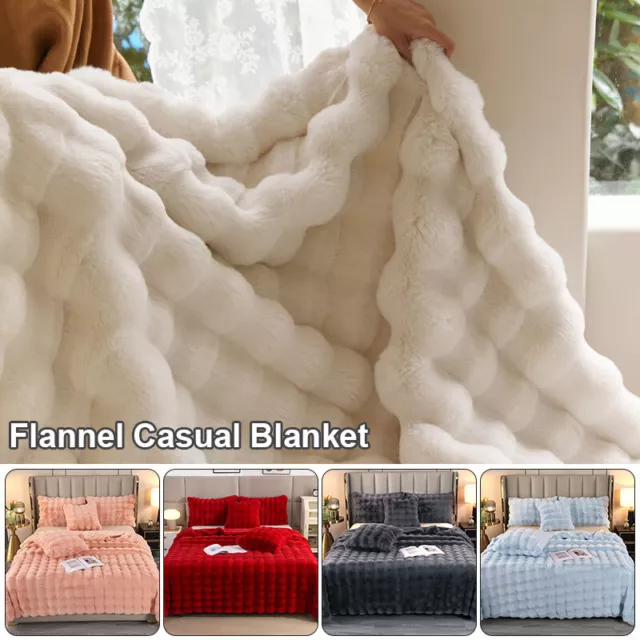 Fluffy Faux Rabbit Fur Throw Blanket Thick Warm Sofa Luxury Soft Office Bedding 3