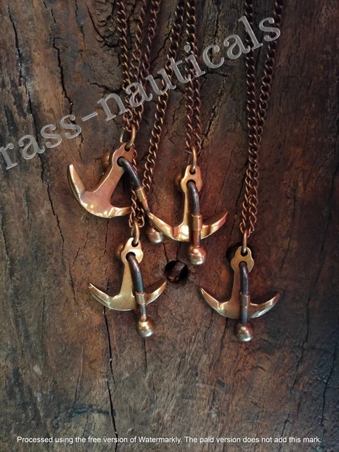 Set Of 4 Rare Vintage Brass Locket Balancing Anchor - Nautical Necklace Gift.