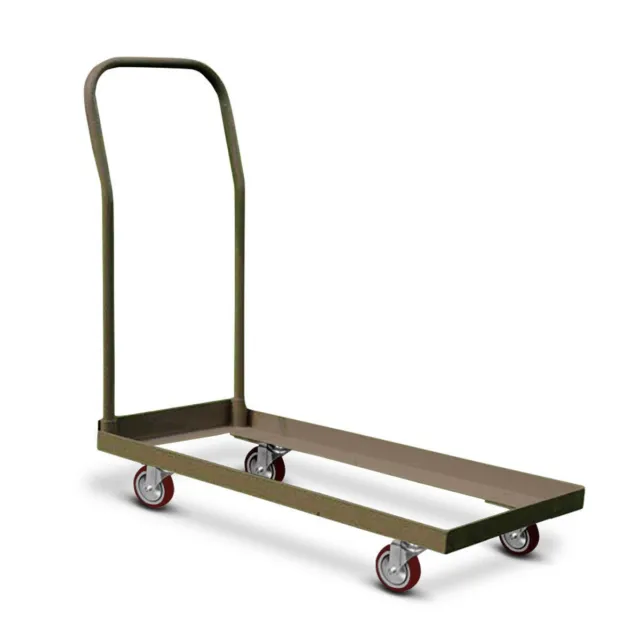 Folding Chair Cart Dolly Brown Heavy Duty Steel Storage Up To 50 Chairs Capacity